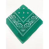 Green Paisley Pattern Bandana | 100% Cotton | 21x21"