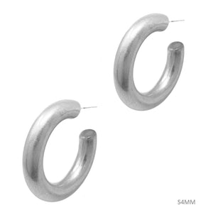 Round And Smooth Large Hoop Earrings Silver