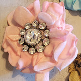 Hand Dyed Floral Crystal Center Velvet Scarf Tee Slide or Ring Pink