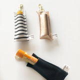 Genuine Leather Lip Balm & Lipstick Holder Keychain — Black & White Stripe