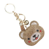 Bling Crystal Teddy Bear Face Tassel Keychain Bag Charm