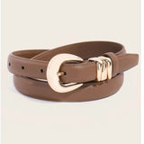 Thin Genuine Leather Belt Brown