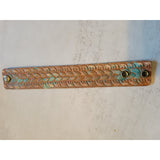 Western Boho Layering Hand Tooled Leather Bracelet Ivory Turquoise Brown