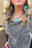 Star Struck Punchy Western Cowgirl Necklace Turquoise Silver