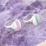 Pink Opal Sterling Silver Signet Ring – Circle Setting | Barse Jewelry