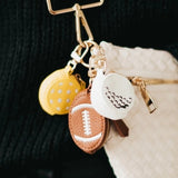 Sports Vegan Leather Bag Charm Keychain Basketball
