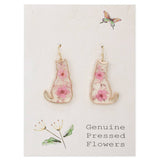Feline Friend Cat Dried Flower Earrings