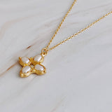 Square Pearl Cross Necklace | Gold Plated