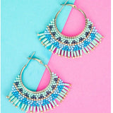 Natalia Mint Fringe Goldtone Hoop Earrings