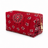 Bandana Paisley Quilted Cosmetic Case | Everyday Travel Pouch Red