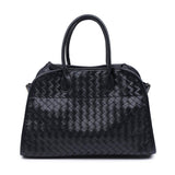 Rhonda Woven Vegan Leather Tote Bag | Black