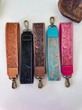 Hand Tooled Leather Wristlet Keychain Key Fob Chunky