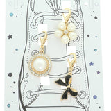 Shoe Set with Rhinestone Set Pearl, Flower  Bow Charms