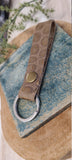 Hand-Cut Pebbled Leather Key Fob in Bronze