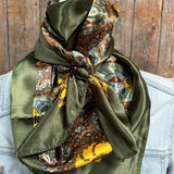 Olive Tone Paisley Printed Western Southwestern Wild Rag Scarf Accent
