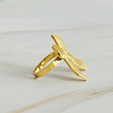 Cabled Adjustable Bow Ring Gold