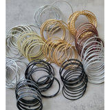 Dark Gold Twist with Gold Glitter Thin Metal Bangles Metallics Stack of 6