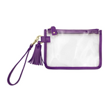 Game Day Clear Tassel Wristlet Purple