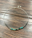 Navajo-Style Rondelle Gemstone Bead Necklace – Adjustable 15–18"