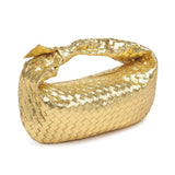 Dollie Gold Woven Vegan Leather Hobo Bag