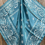 Blue White Paisley Printed Western Southwestern Wild Rag Scarf Accent