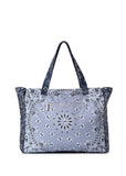 Bandana Print Canvas Tote - Bailey Light Blue/Navy