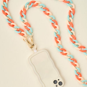 Hold the Phone Crossbody Chain Tri Coastal Coral Aqua Cream