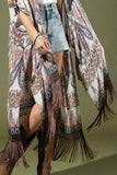 Moroccan Paisley Jacquard Kimono | Trimmed | Lightweight | One Size