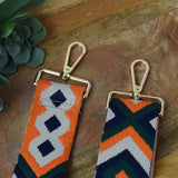 Orange Navy Green Geometric Woven Adjustable Crossbody Bag Purse Guitar Strap