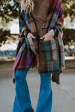 Plaid Pocket Ruana Wrap — Fuchsia