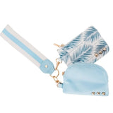Summer Spritz Dual Nylon Pouch Wristlet Sea Mist Blue Palm Branch