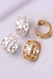 Checker Cutout Huggie Hoop Earrings - Matte Gold