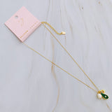 Ellie Three Charms Necklace | 18k Gold Plated | Malachite & Pearl
