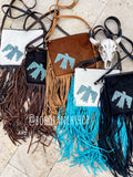 Thunderbird Tooled Leather & Cowhide Crossbody | Tan 4-in-1 Clutch