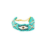 Beyond the Horizon All-Seeing Eye Beaded Bracelet in Turquoise & Gold