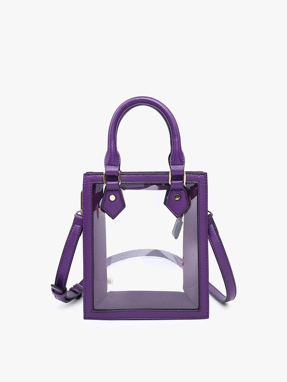 Elise Clear Stadium Rectangular Crossbody with Dual Handles Purple