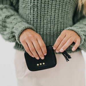 Ava Accordion Zip Around Wallet Black