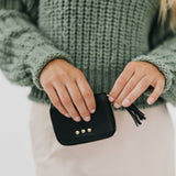 Ava Accordion Zip Around Wallet Black