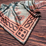 Bronc Rider Western Print Wild Rag Scarf | Mint & Blush | 36x36
