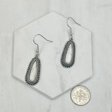 Silver with Hot Pink Stone Western Teardrop Earrings