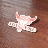 Stay Wild Cow Skull Pink Cowgirl Vinyl Sticker