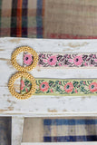 Beaded Round Buckle Floral Belt Sage Pink