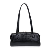 Nessa Croc Print Vegan Leather Shoulder Bag | Black