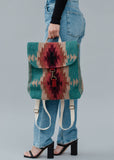 Cotton Wool Woven Teal Burgundy Tan Western Southwestern Aztec Backpack