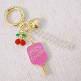 Pickleball Cherry Bag Charm Keychain Sweet Sporty Paddle Cherry Charms
