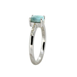 Larimar & White Topaz Halo Band Ring | 925 Sterling Silver
