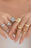 Abstract Boho Ring Set - 4-Piece Gold Stackable Rings