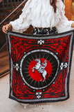Black & Red Aztec Sunset Cowboy Double-Sided Wild Rag — Western Scarf