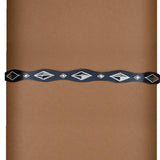 Western Adjustable Leather Hatband Black with Silver Diamond Shaped Conchos