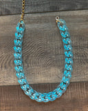Acrylic Chain Link Neon Necklace Pink